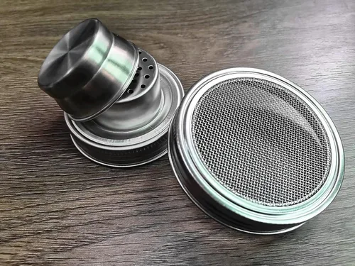 Vista 8 de Sprout Sprouting Mesh Strainer Shaker Tapas Kit para Tarro Mason Tapa Plata 2 Pack