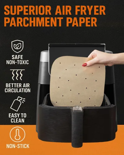 Vista 4 de Forros de papel pergamino para freidora de aire compatibles con Philips, NuWave Brio, Chefman, OMORC, Cuisinart, COSORI, Cooks Essentials, Power