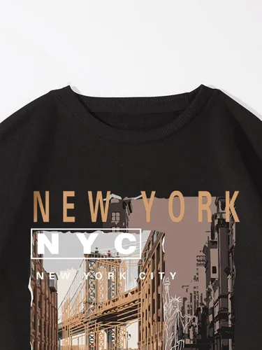 Vista 3 de SOLY HUX Men's Letter Car Graphic Print Long Sleeve Pullover Top Sweatshirt