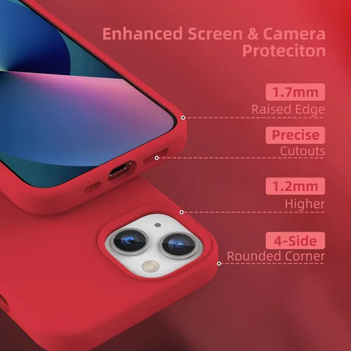 Vista 3 de Funda compatible con iPhone 13, [Protección contra caídas] [Antiarañazos] Funda protectora de silicona líquida antihuellas con forro de microfibra