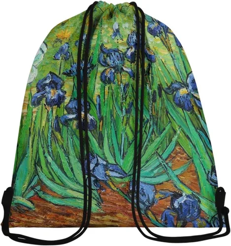 Vista 2 de JooMeryer - Mochila de hombro con cremallera y cordón para adultos, para hombre, para hombre, para gimnasio, yoga, deporte, Iris