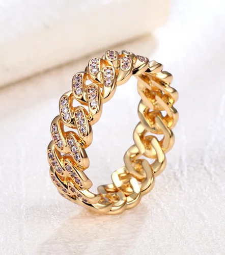 Vista 4 de Tanyoyo Anillos de cadena de eslabones cubanos de banda ancha de 0.276 in para mujeres y niñas, regalo del día de la madre