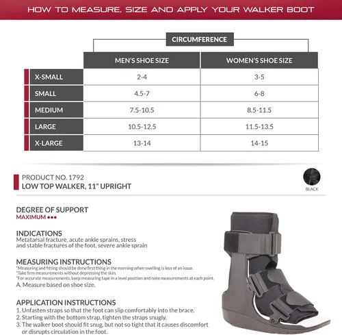 Vista 3 de OTC Walker Boot Delux Short Low Top Leg Cast, Negro, XS