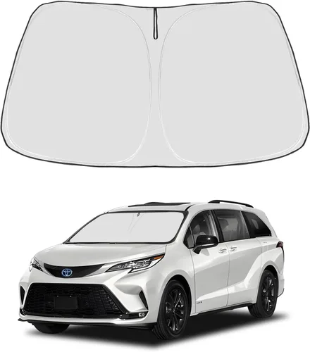 Vista 92 de Proadsy Parasol para parabrisas Rivian R1S 2022-2025 2026 de 4 capas plegable, protector de parasol frontal que bloquea los rayos UV, mantiene