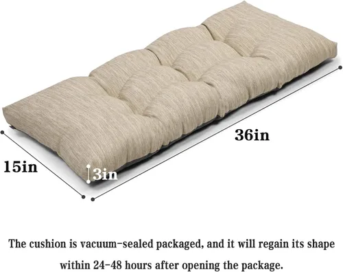 Vista 3 de baibu Almohadilla de banco clásica de 36 pulgadas de color sólido con lazos, almohada de banco rectangular súper suave para interiores y exteriores