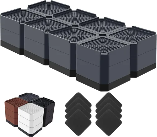 Vista 21 de Elevadores de cama resistentes, bloques elevadores de muebles ajustables de 1.5, 3, 4.3 pulgadas para patas de sofá, mesa, escritorio, refrigerador