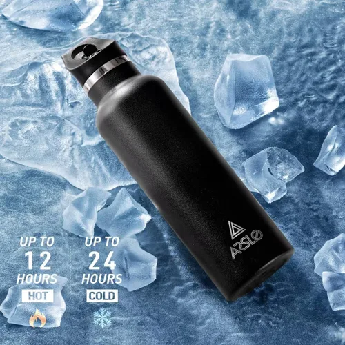 Vista 3 de Botellas de agua de doble pared de acero inoxidable, botella aislada al vacío con tapa con pajilla, botella de agua aislada que mantiene el agua