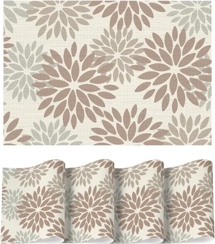 Vista 18 de Artoid Mode - Juego de 4 manteles individuales de vinilo con diseño floral, resistentes al calor, lavables, antideslizantes, de PVC, para decoración