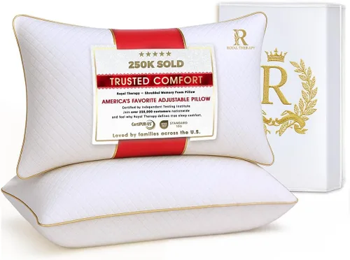 Vista 19 de Royal Therapy - Almohada de espuma viscoelástica Queen, almohada de espuma triturada ajustable sin olor para el alivio del dolor de cuello