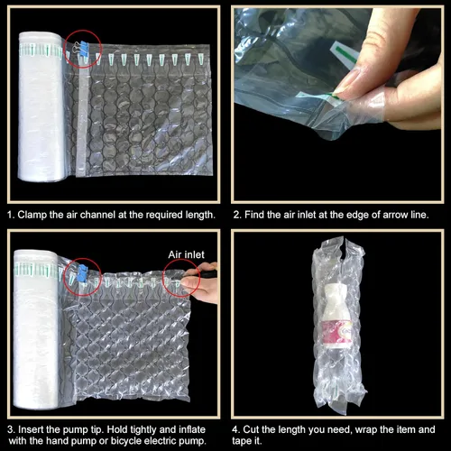 Vista 6 de Rollo de Envoltura Acolchada de Burbujas Protector Inflable para Envío de Botellas, Almohadas de Aire para Envío Burbujas de Aire de Gran