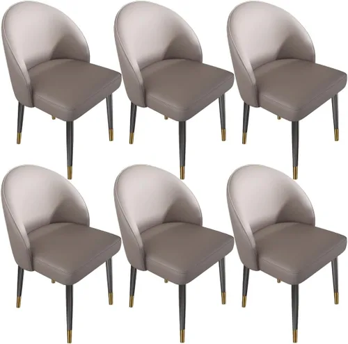 Vista 45 de YVYKFZD Juego de sillas de comedor, silla de comedor de cuero con respaldo curvo, sillas de cocina sin brazos, silla auxiliar tapizada cómoda