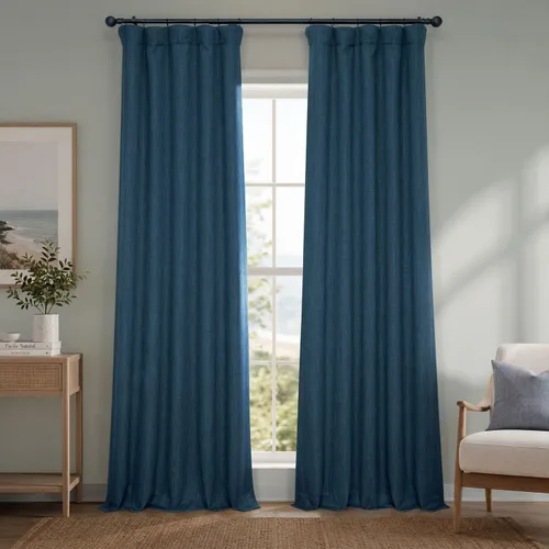 Vista 42 de HPD Half Price Drapes - Cortinas de lino sintético para sala de estar (2 paneles) - 100 pulgadas de ancho x 84 pulgadas de largo - Cortinas