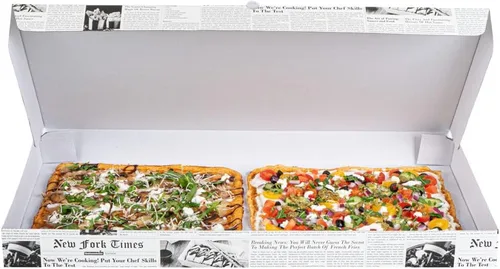 Vista 82 de Restaurantware - Cajas para pizza, 50 unidades, 14 x 7 x 1.5 pulgadas, embalaje de papel de cartón corrugado con bloqueo de pestañas, resistente a