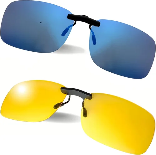 Vista 8 de BLUE CUT Gafas de sol con clip polarizadas para visión nocturna y conducción, bloqueador UV 400 para usar sobre gafas de prescripción