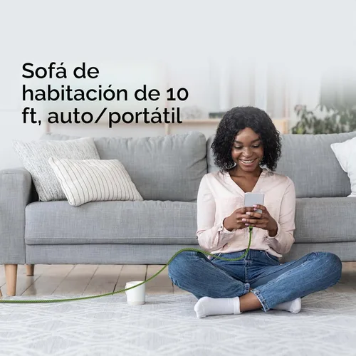 Vista 5 de Cargador para iPhone Paquete de 5, Cable Lightning USB de 10 pies, Cable Certificado Apple Mfi, Cable de Carga Rápida Trenzado de Nylon Compatible