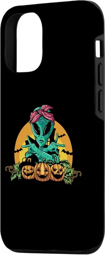 Vista 2 de iPhone 13 Pro Alien Peace Sign Halloween Costume Pumpkin Men Women Kids Case