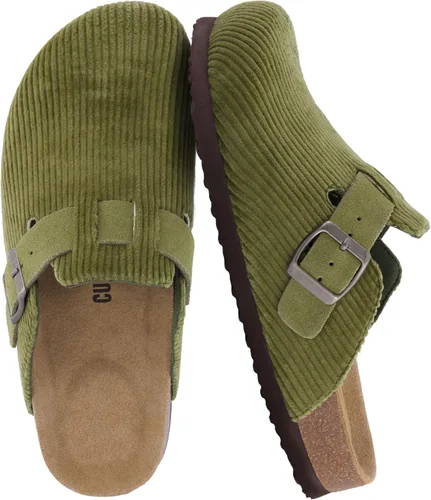 Vista 16 de CUSHIONAIRE - Zuecos Hana para mujer, cómodos zuecos de gamuza vegana, zapatos sin cordones con plantilla de corcho y soporte de arco, espuma