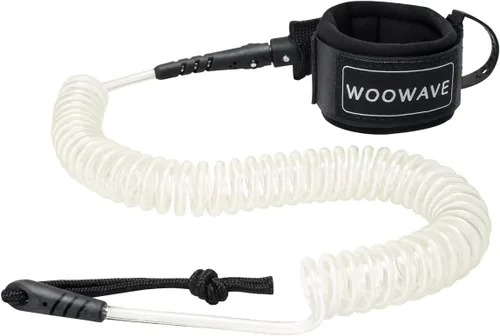 Vista 10 de WOOWAVE Correa SUP de 11 pies en espiral para tabla de remo para tabla de surf, correa de tobillo con funda impermeable para billetera/teléfono