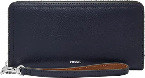 Vista 22 de Fossil Logan RFID - Cartera de piel con cierre de cremallera para mujer con correa de muñeca Negro