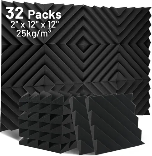 Vista 10 de Focusound Paquete de 16 paneles de espuma a prueba de sonido, paneles de espuma acústica de 2 x 12 x 12 pulgadas para pared, paneles de cuña