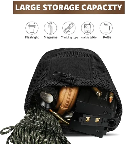 Vista 2 de Bolsas tácticas de malla Molle de rango ligero, compacto micro cordón de forrajeo enrollable, paquete de herramientas plegable de recuperación Ar