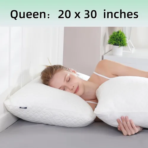 Vista 9 de Rainmr Almohada de Cama Tamaño Queen para Dormir de Espuma Viscoelástica Triturada con Altura Ajustable y Funda de Almohada Lavable Refrescante