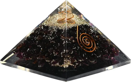 Vista 13 de Pirámide de orgón con cristal de angelita y punta de cuarzo de bobina curativa, piedras curativas naturales, generador de energía de orgonita