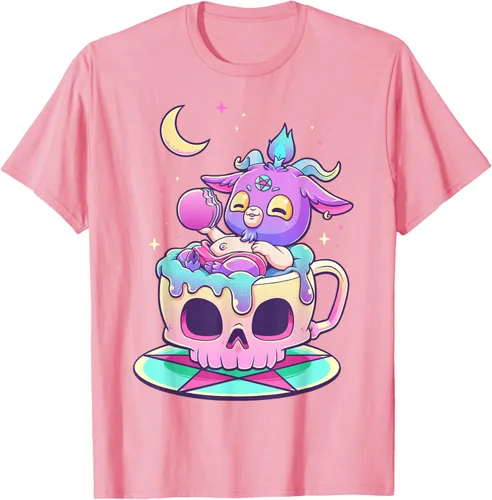 Vista 105 de Kawaii Pastel Goth Cute espeluznante Pentáculo Baphomet - Camiseta de cabra, Negro