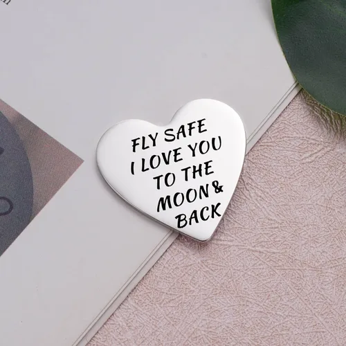 Vista 3 de Ficha de bolsillo Fly Safe I Love You, regalos de piloto para marido, regalo de aviación, novio, capitán de aerolínea, regalos para aviador