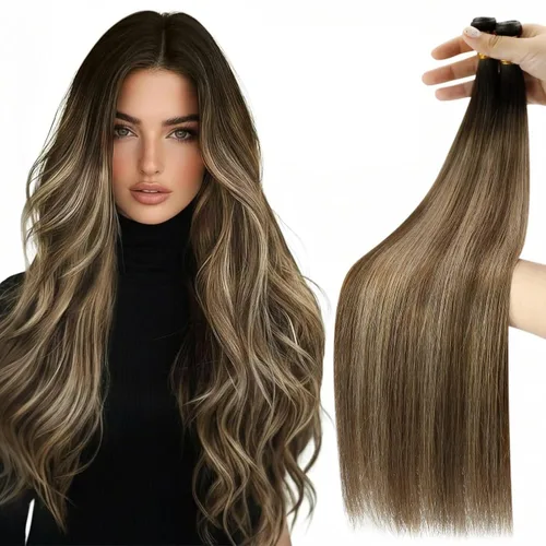 Vista 83 de Moresoo Extensiones de cabello humano real para coser, color negro natural