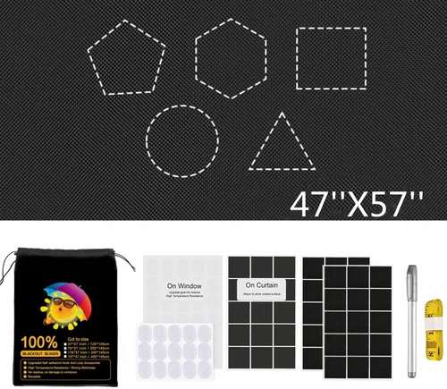 Vista 2 de Cubierta de Ventana Oscura Portátil, Cortinas Oscuras Mejoradas de 47"x57" Sin Taladro, Cortadas, DIY, Cintas Autoadhesivas de Gancho y Bucle