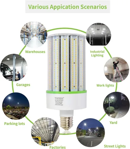 Vista 2 de TSEXES Bombilla LED de maíz de 150 W, bombilla LED con base Mogul E39 de 21000 lúmenes, reemplazo de 5000 K (600-800 W), haluro metálico/HID/CFL