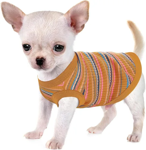 Vista 14 de Eleva la Comodidad y la Moda de tu Mascota: Chaleco de Camisa para Perros de Algodón 100% Acanalado Premium para Razas Pequeñas como Chihuahuas