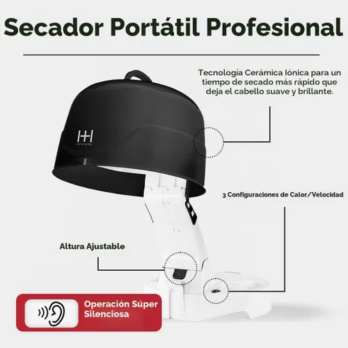 Vista 2 de Annie Hot & Hotter - Secador de campana iónico de cerámica extra grande 2500, 8 libras Negro / Blanco