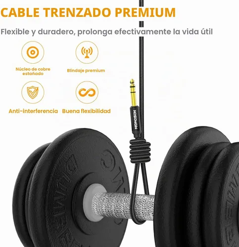 Vista 4 de HOSONGIN - Cable de instrumento TRS de 1/4 de pulgada, 3.3 pies, paquete