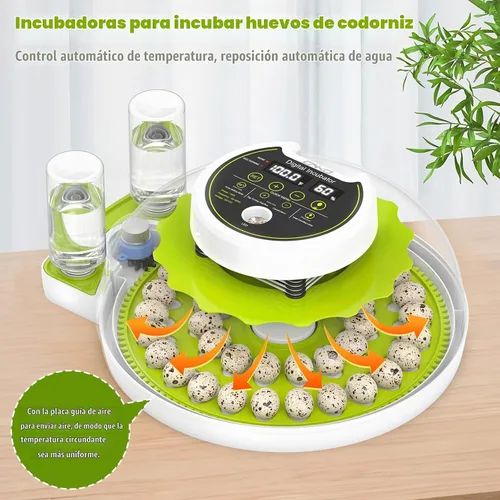 Vista 2 de Incubadora de huevos de codorniz 40 con huevos de control de humedad