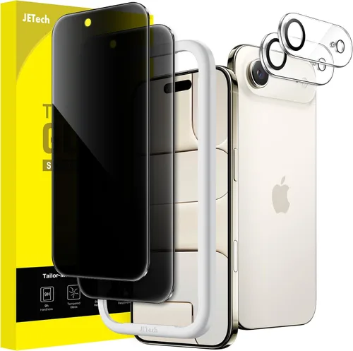 Vista 26 de JETech Protector de pantalla de privacidad para iPhone 11 de 6.1 pulgadas con protector de lente de cámara, película de vidrio templado antiespía