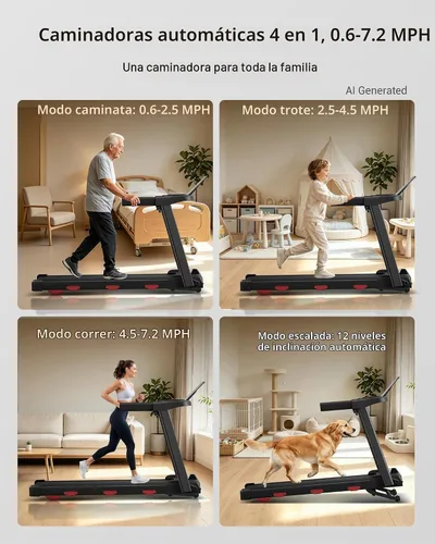 Vista 8 de LONTEK Cintas de correr con inclinación automática al 15% para el hogar