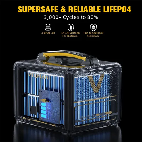 Vista 3 de VTOMAN Jump 600X Batería extra 640Wh para Jump 600X Estación de energía portátil, LiFePO4 (LFP) Batería de expansión de reserva con protección BMS