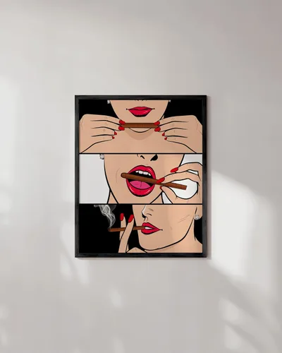 Vista 5 de Haus and Hues - Póster decorativo para pared con diseño de ahumador con rodillos negros, decoración de habitación de dormitorio, estilo retro