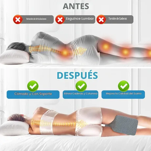 Vista 4 de SweetSlubr Almohada de rodilla de espuma viscoelástica para dormir de lado, almohada de piernas, gris