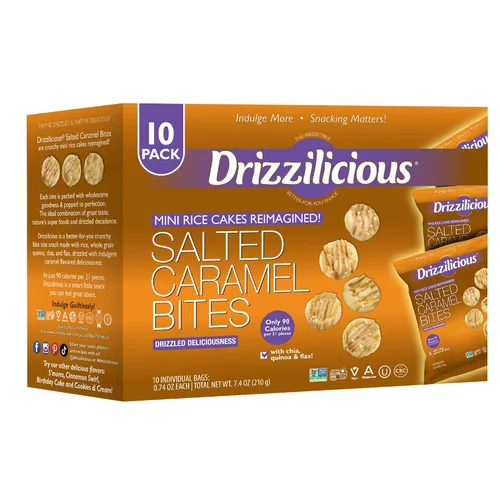Vista 9 de Drizzilicious Mini tortas de arroz con remolino de canela - Crisps de arroz, aperitivo saludable para adultos y niños, tortas de arroz saborizadas