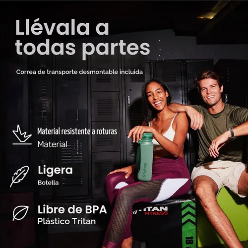 Vista 5 de Hydracy Botella de agua motivacional con marcador de tiempo y tapa con Lus de luna verde
