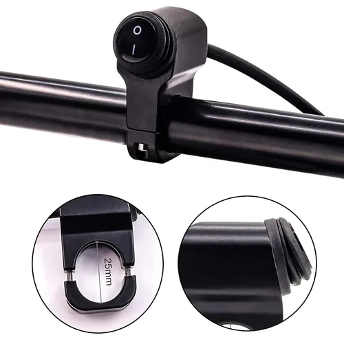 Vista 3 de AL - Interruptor de palanca de aleación IP68 para manillar de motocicleta, interruptor de luz Ourbest de 12 V, se adapta a manillares de 7/8 Negro