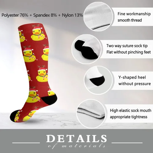 Vista 6 de devor Boot Socks Mid Calf Sock Women Long Thigh High Sock Trendy Cute Christmas Duck Sock