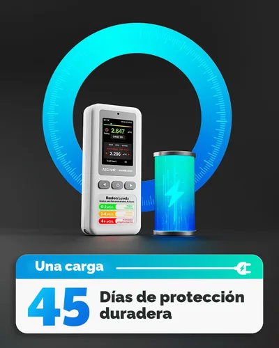 Vista 3 de HOUND-1011S Detector de radón portátil, sensor de alta precisión para el hogar, ligero, alarmas audibles y visuales, monitoreo a largo plazo Blanco