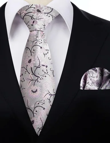 Vista 52 de Alizeal Mens 3.15inches Leaf Flower Pattern Tie with Floral Pocket Square Set