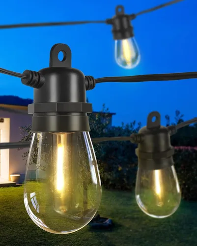 Vista 8 de DGE - Cadena de luces LED exteriores, impermeable e inastillable IP65, adorno de patios, jardines, glorietas, porches, luz blanca tenue