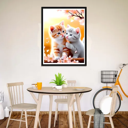 Vista 2 de Wergund - Kits de pintura de diamantes de gato, kit de pintura de diamante, bordado de diamantes de imitación de cristal de punto de cruz, arte