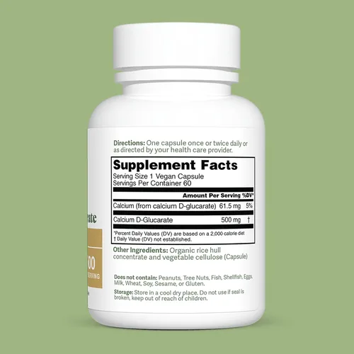 Vista 7 de Dr. Murray's Calcio D-Glucarato 500 mg Cápsulas Veganas, Ayuda de Estrógeno